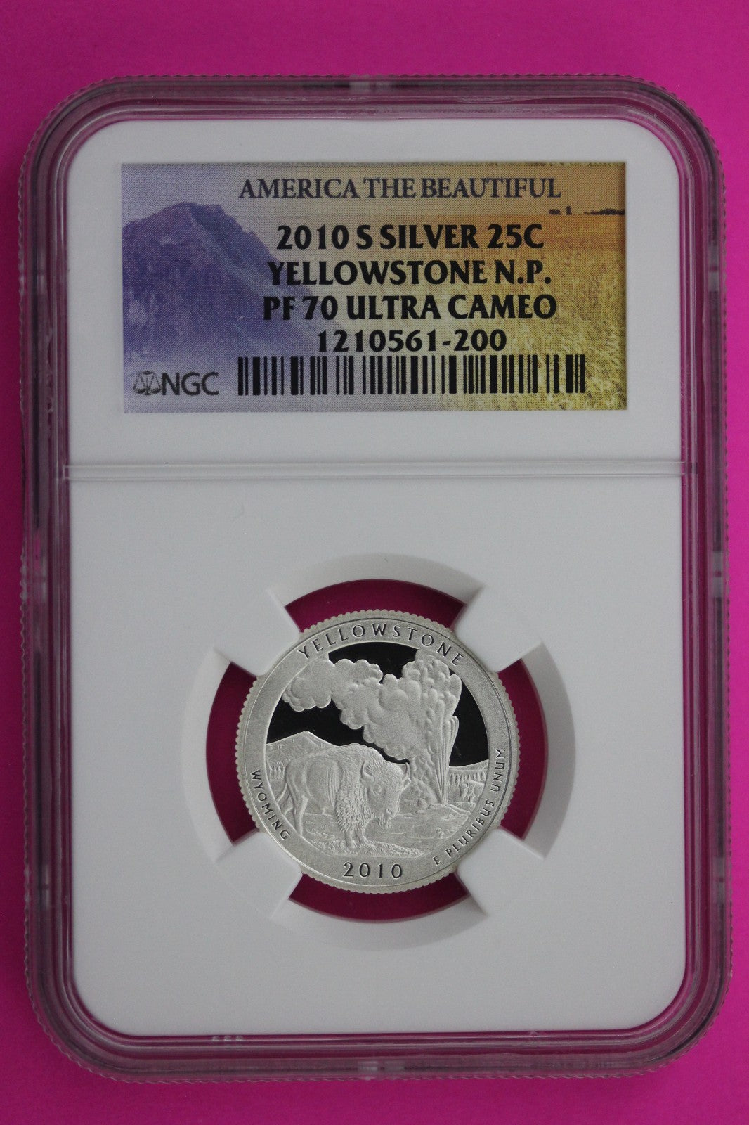 2010 S PF 70 Silver Quarter Yellowstone Park ATB NGC Graded Certified Slab 496