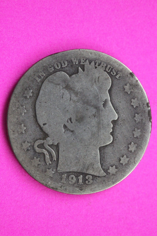 1913 P Barber Liberty Silver Quarter Scarce Guaranteed Authentic Rare Coin 0898