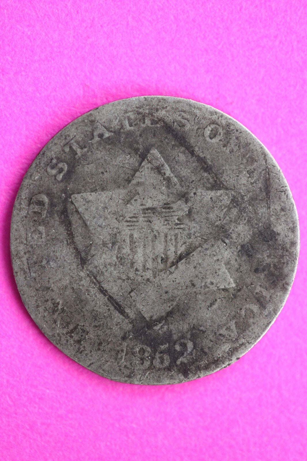 1852 Trime 3 Three Cent Silver Dime Low Grade Filler Exact Coin Shown 39