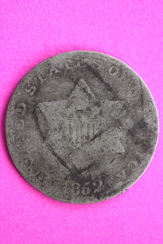 1852 Trime 3 Three Cent Silver Dime Low Grade Filler Exact Coin Shown 39