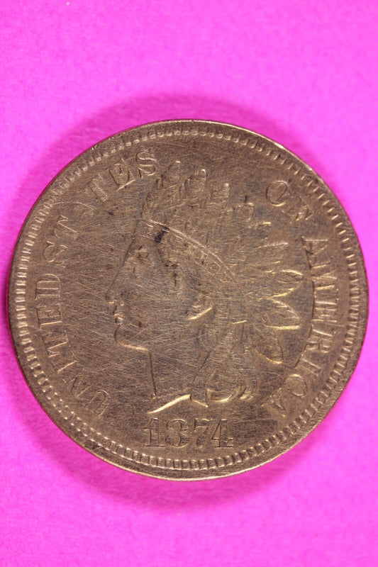 1874 Indian Head Cent Penny Scarce Early Type You Get Exact Coin Pictured 302