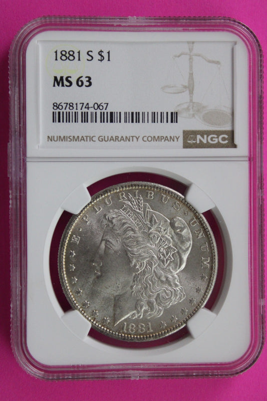 1881 S MS 63 Liberty Morgan Silver Dollar NGC Certified Graded Authentic 780