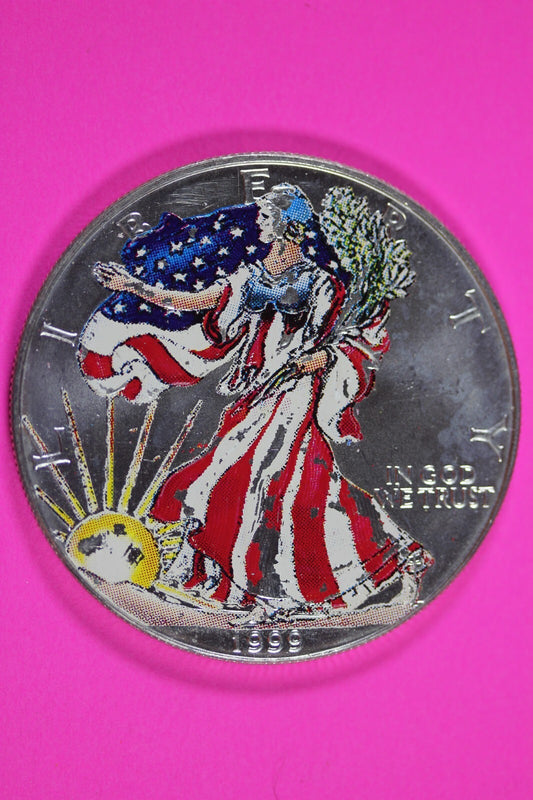 Colorized 1999 American Silver Eagle 1 Ounce .999 Fine Exact Coin Shown 174