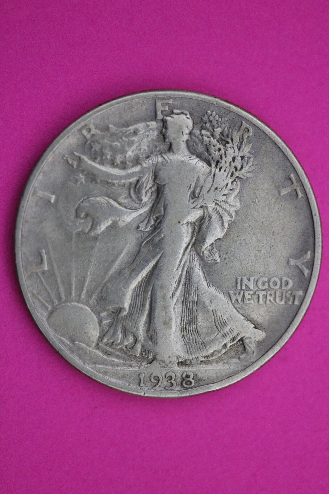 1938 D Walking Liberty Half Dollar Scarce Semi Key Date Silver Walker Coin 0004