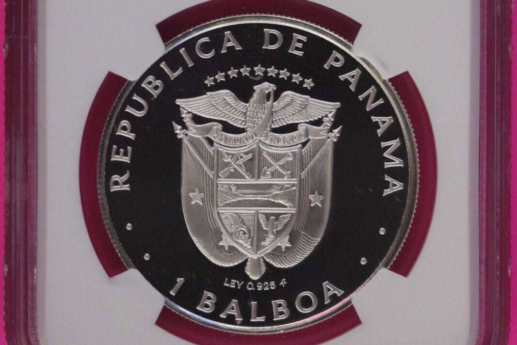 1976 Panama PF 69 Ultra Cameo Proof Silver Balboa NGC Certified Graded Slab 1001