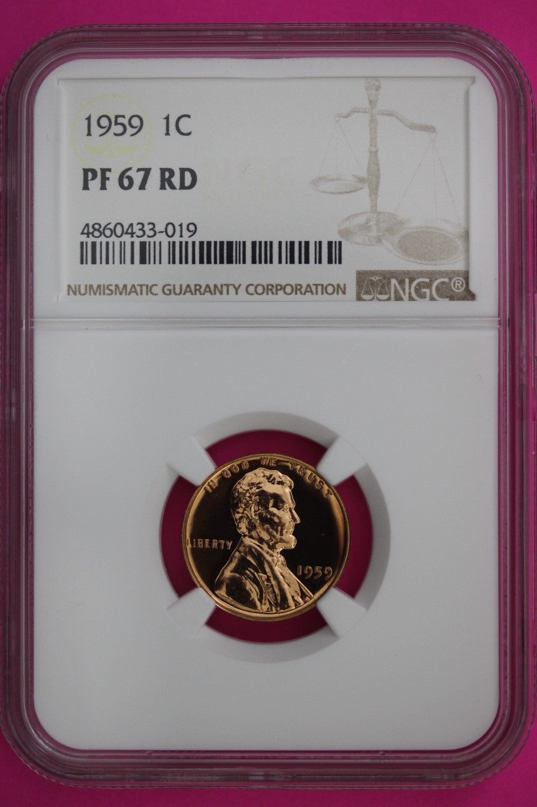 1959 PF 67 Red Lincoln Memorial Cent Proof Coin NGC certified Authentic Slab 299
