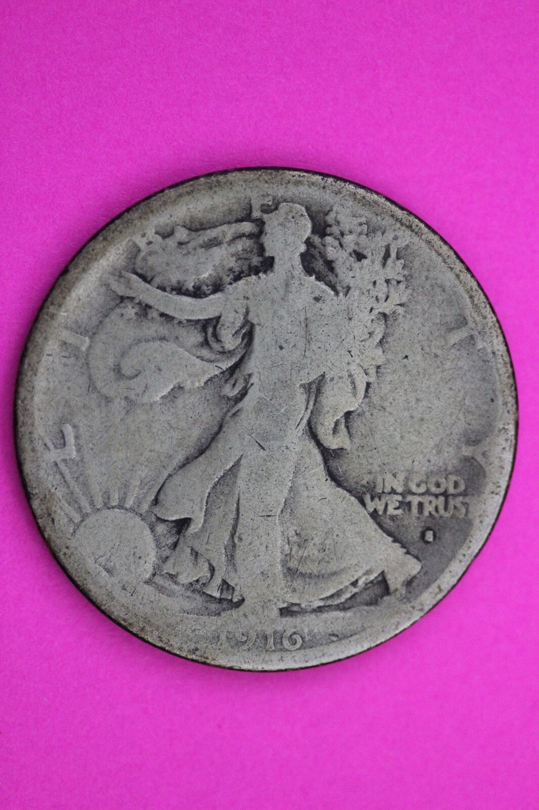 1916 S OBV Walking Liberty Silver Half Dollar Walker Guaranteed Authentic 0276N