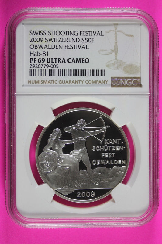 2009 PF 69 Switzerland Shooting Festival 50 Francs Obwalden Festival NGC 446