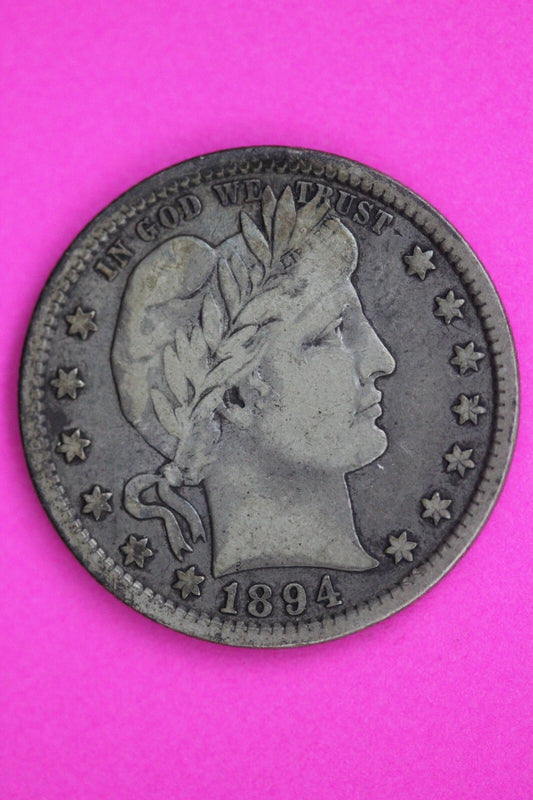 1894 S Barber Liberty Silver Quarter Guaranteed Authentic & Genuine Coin 0604N