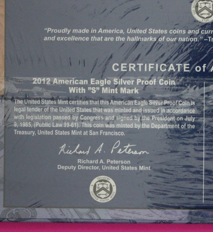 Mint Sealed 2012 Coin & Currency Set Proof 1 OZ Silver Eagle & $5 Note COA 9015