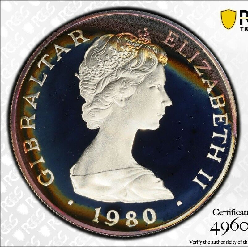 Toned 1981 PR 68 DCAM Crown Gibraltar Admiral Nelson Battle Trafalgar PCGS 557