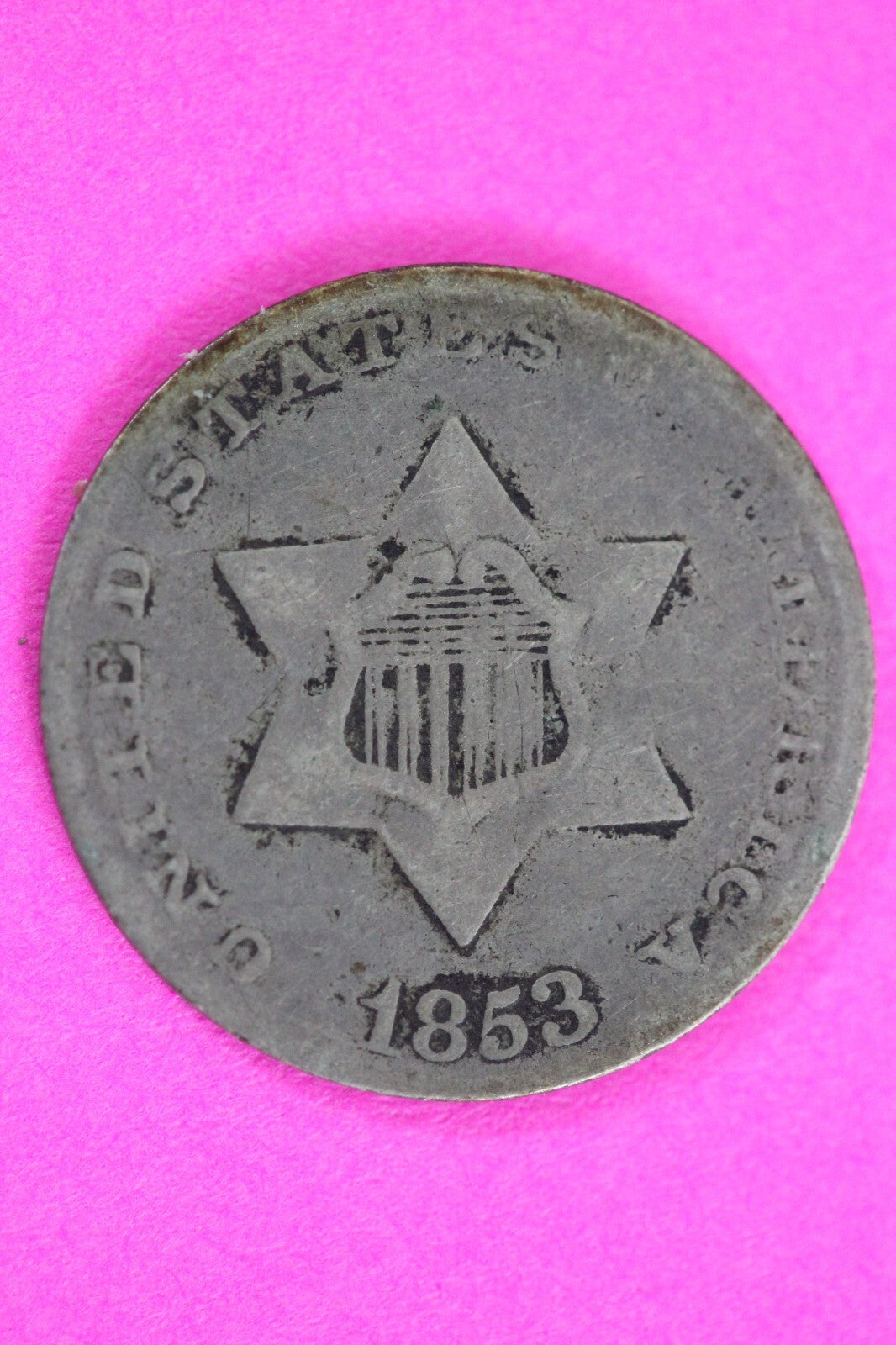 1853 Trime 3 Three Cent Silver Dime Exact Coin Shown In Pics Semi Key Date 79