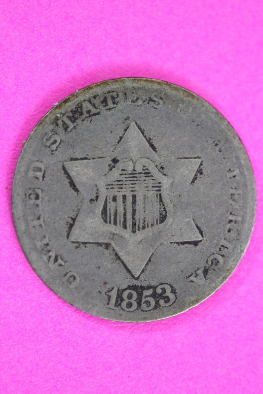 1853 Trime 3 Three Cent Silver Dime Exact Coin Shown In Pics Semi Key Date 79