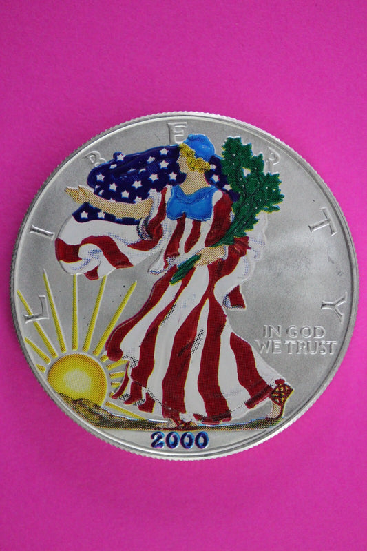 Colorized 2000 American Silver Eagle 1 Ounce .999 Fine Exact Coin Shown N0508