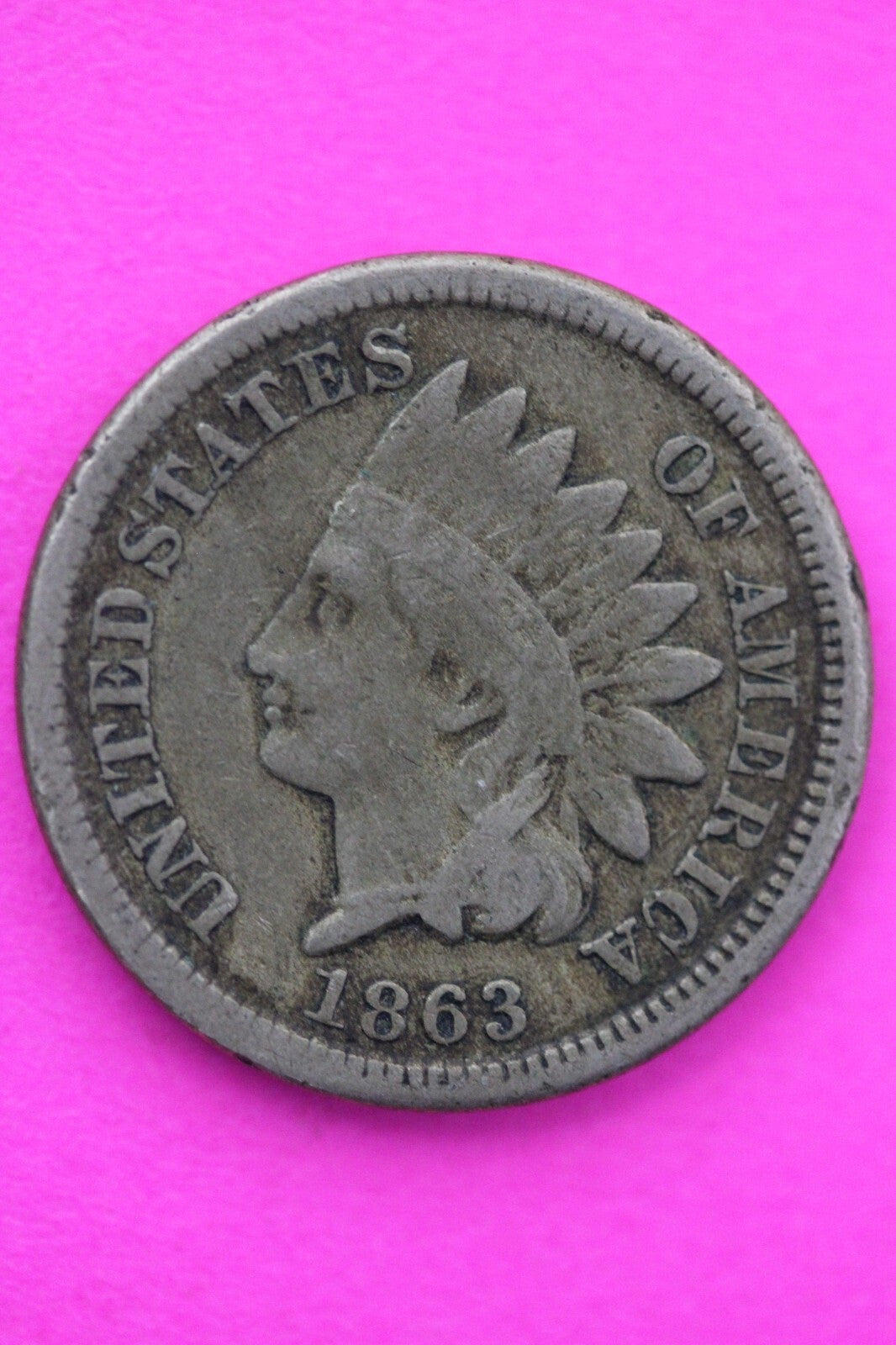 1863 Copper Nickel Indian Head Cent Penny Early Type Coin Exact Coin Pictured 45