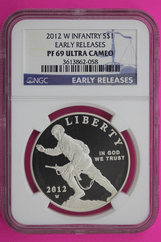 2012 W PF 69 Proof Infantry Commemorative Silver Dollar NGC Certified Slab 329