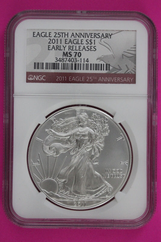 2011 MS 70 Silver American Eagle 25th Anniversary NGC Graded First Releases 273