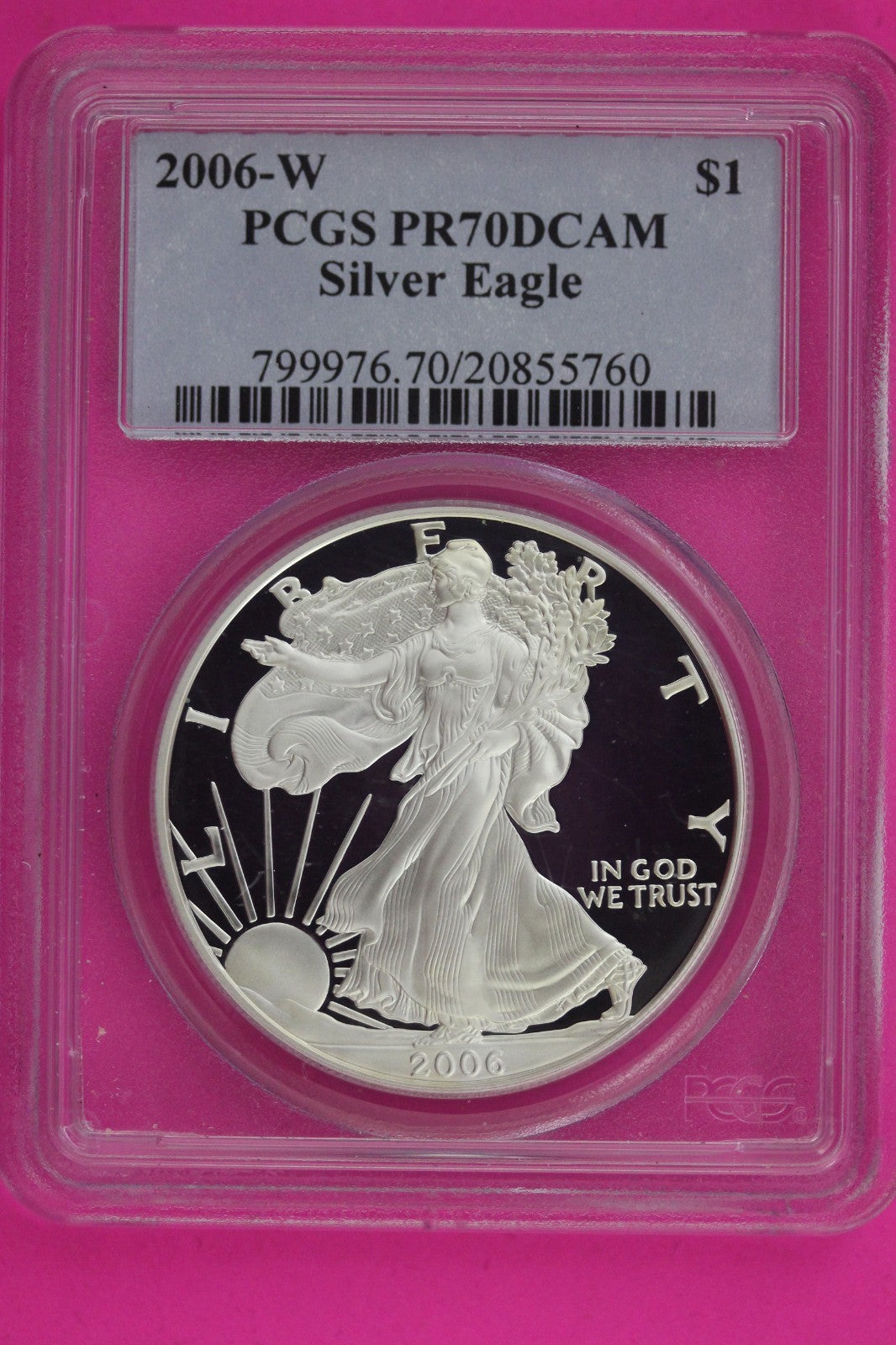 2006 W PR 70 Silver American Eagle PCGS Certified Graded Authentic Slab 1337