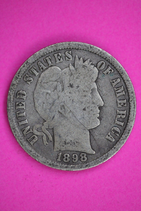1898 S Barber Liberty Silver Dime Guaranteed Authentic & Genuine Coin 2886