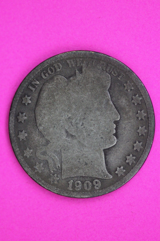 1909 Inverted S Barber Liberty Half Dollar Silver Coin Guaranteed Authentic 1484