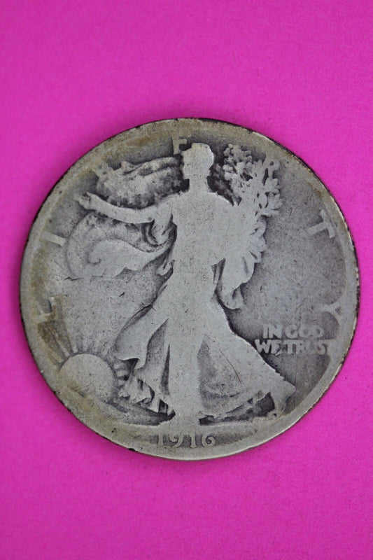 1916 P Walking Liberty Silver Half Dollar Guaranteed Authentic Genuine Coin 1501