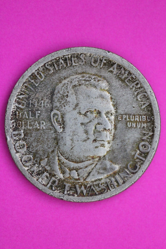 1946 Booker T Washington Commemorative Silver Half Dollar Coin Authentic 0797N