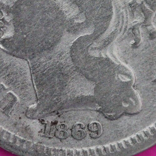 1869 Three 3 Cent Nickel Scarce Semi Key Date Type Coin Philadelphia Mint 63