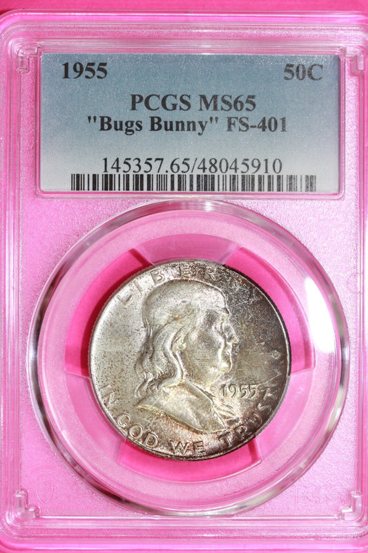 Gold Toned 1955 P MS 65 Bugs Bunny Ben Franklin Half Dollar Trueview PCGS 1188