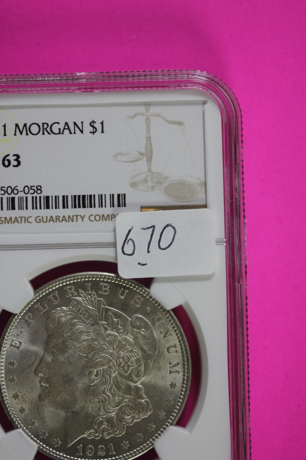 1921 P MS 63 Liberty Morgan Silver Dollar NGC Certified Graded Authentic 670