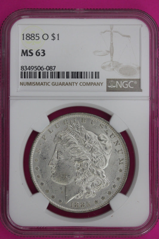 1885 O MS 63 Liberty Morgan Silver Dollar NGC Certified Graded Authentic 37
