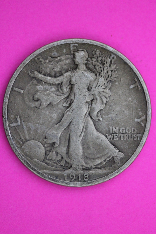 1918 D Walking Liberty Silver Half Dollar Guaranteed Authentic Genuine Coin 2361
