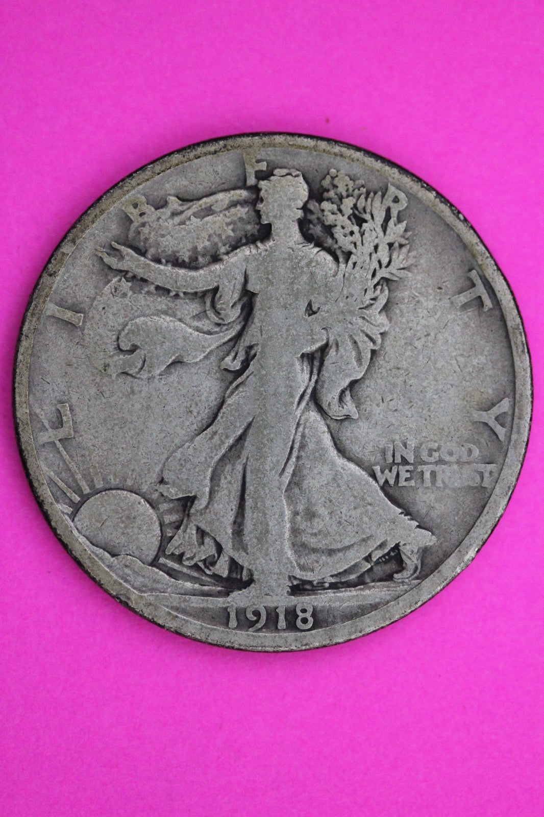1918 D Walking Liberty Silver Half Dollar Guaranteed Authentic Genuine Coin 2359