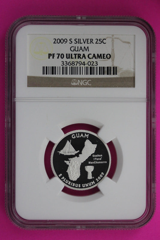 2009 S PF 70 Guam Silver State Quarter NGC Certified Authentic Slab 461