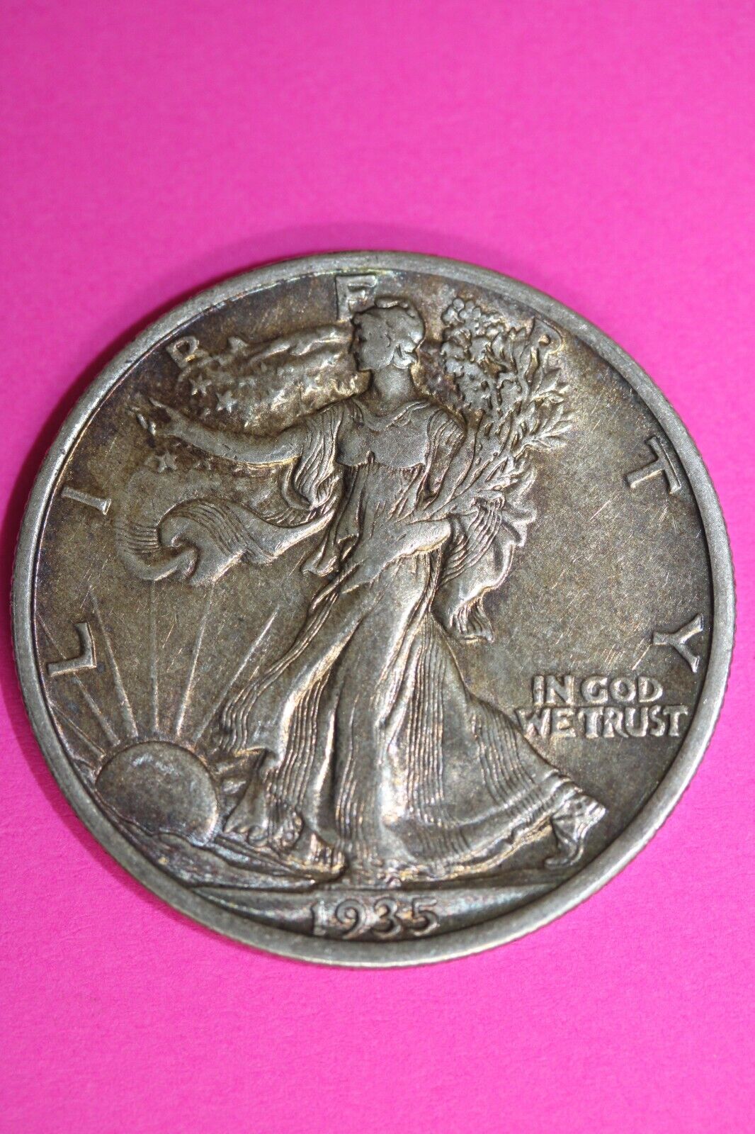 Toned High Grade 1935 P Walking Liberty Half Dollar Silver Coin Philadelphia 30