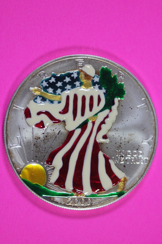 Colorized 2000 American Silver Eagle 1 Ounce .999 Fine Exact Coin Shown 152