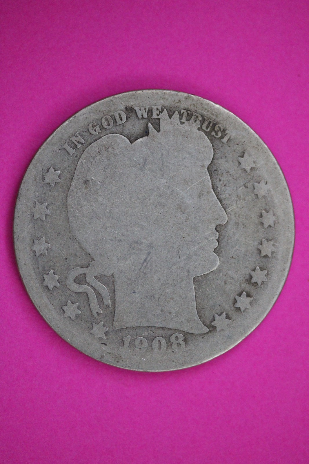 1908 S Barber Liberty Quarter Silver Exact Coin Shown Low Grade Filler 2788