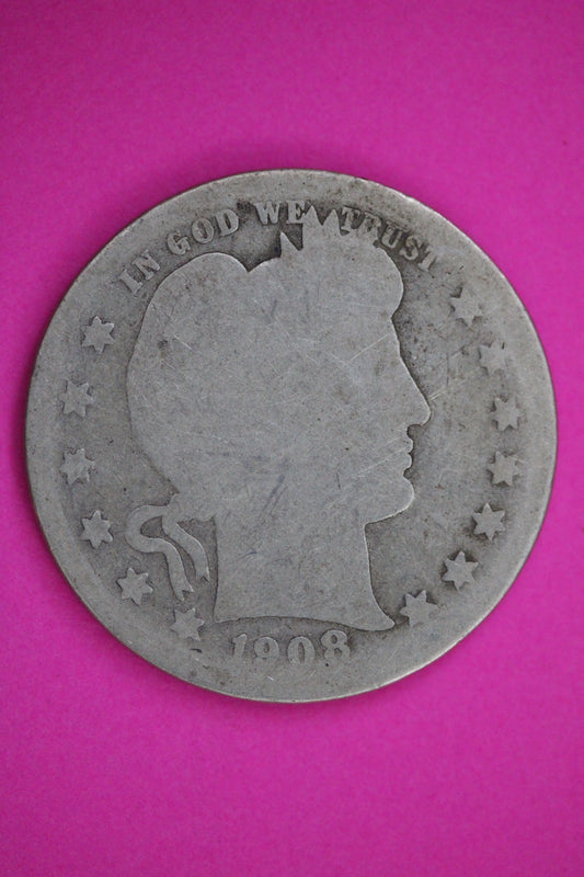 1908 S Barber Liberty Quarter Silver Exact Coin Shown Low Grade Filler 2788