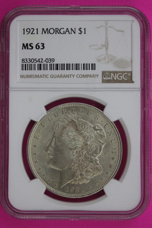 1921 P MS 63 Liberty Morgan Silver Dollar NGC Certified Graded Authentic 1150
