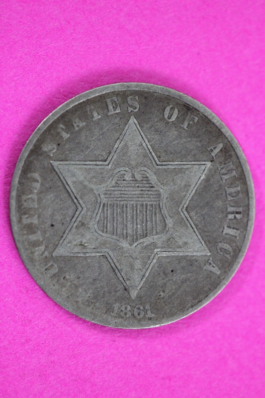 180 Degree Rotated Die 1861 Trime 3 Three Cent Silver Dime Key Date Coin 111