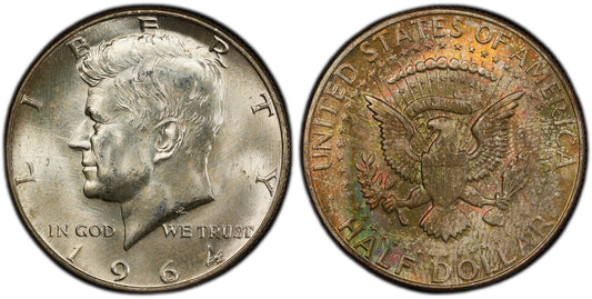 Toned 1964 D MS 66 John F Kennedy Silver Half Dollar PCGS Graded Authentic 667