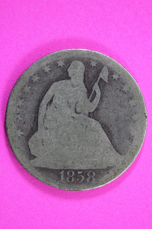 1858 O Seated Liberty Half Dollar Silver Semi Key Date Exact Coin In Pics 08