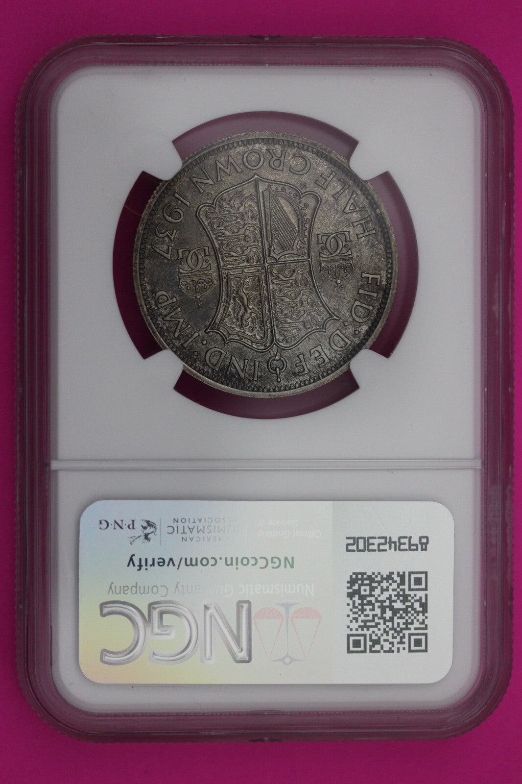 1937 PF 64 Great Britain Half Crown Silver Coin NGC Authentic Certified Slab 203