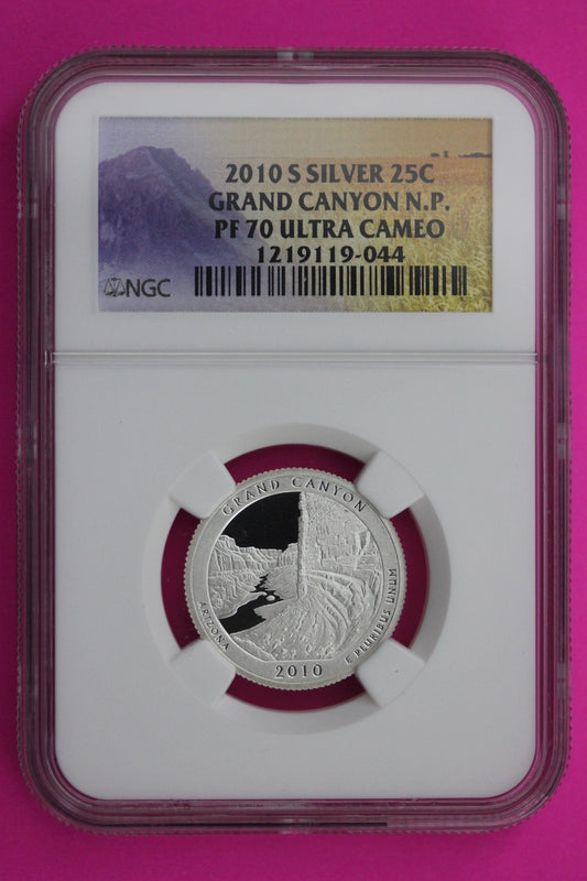 2010 S PF 70 Silver Quarter Grand Canyon Park ATB NGC Graded Certified Slab 505