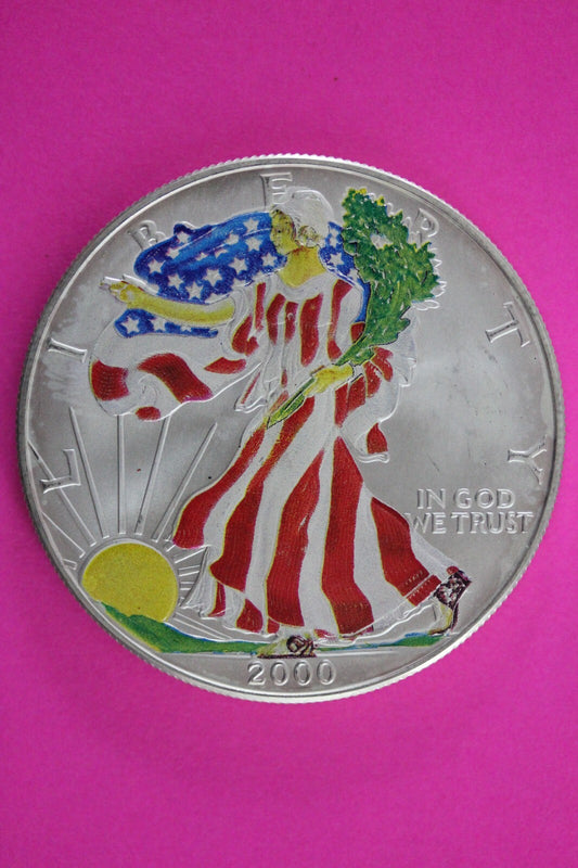 Colorized 2000 American Silver Eagle 1 Ounce .999 Fine Exact Coin Shown N0505
