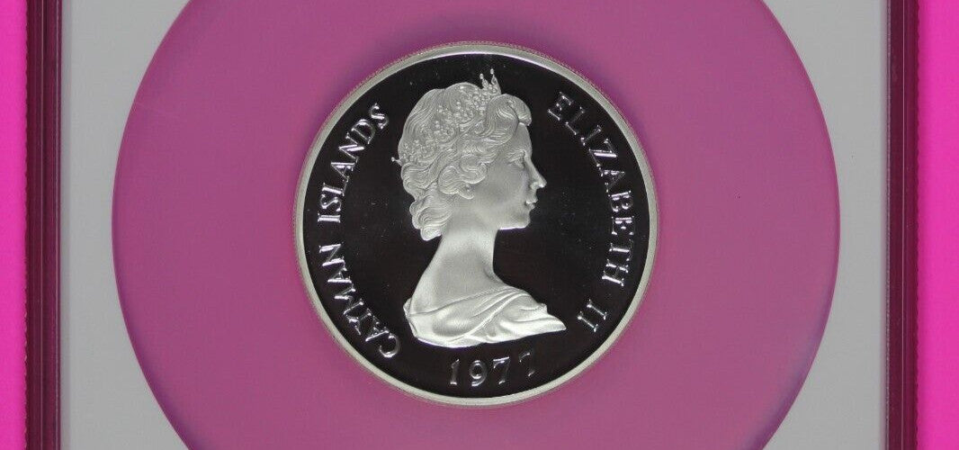 Top Pop Finest Known 1975 PF 69 Cayman Islands $50 Five Queens Silver NGC 7018