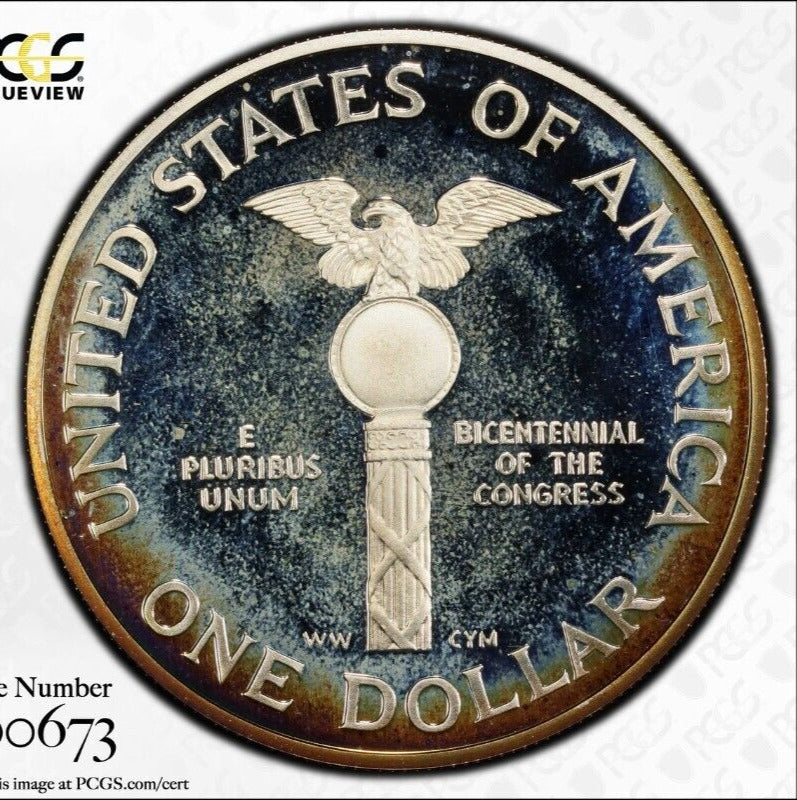 Toned 1989 S PR 67 DCAM Congress Commemorative Silver Dollar PCGS Certified 443