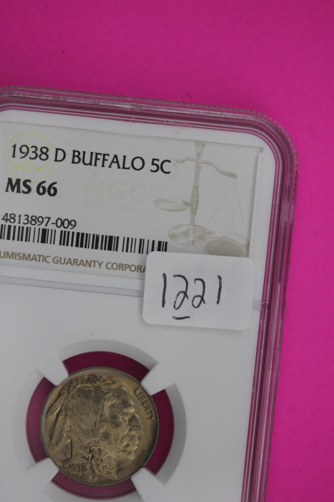 1938 D MS 66 Buffalo Nickel NGC Certified Graded Authentic Genuine Coin 1221