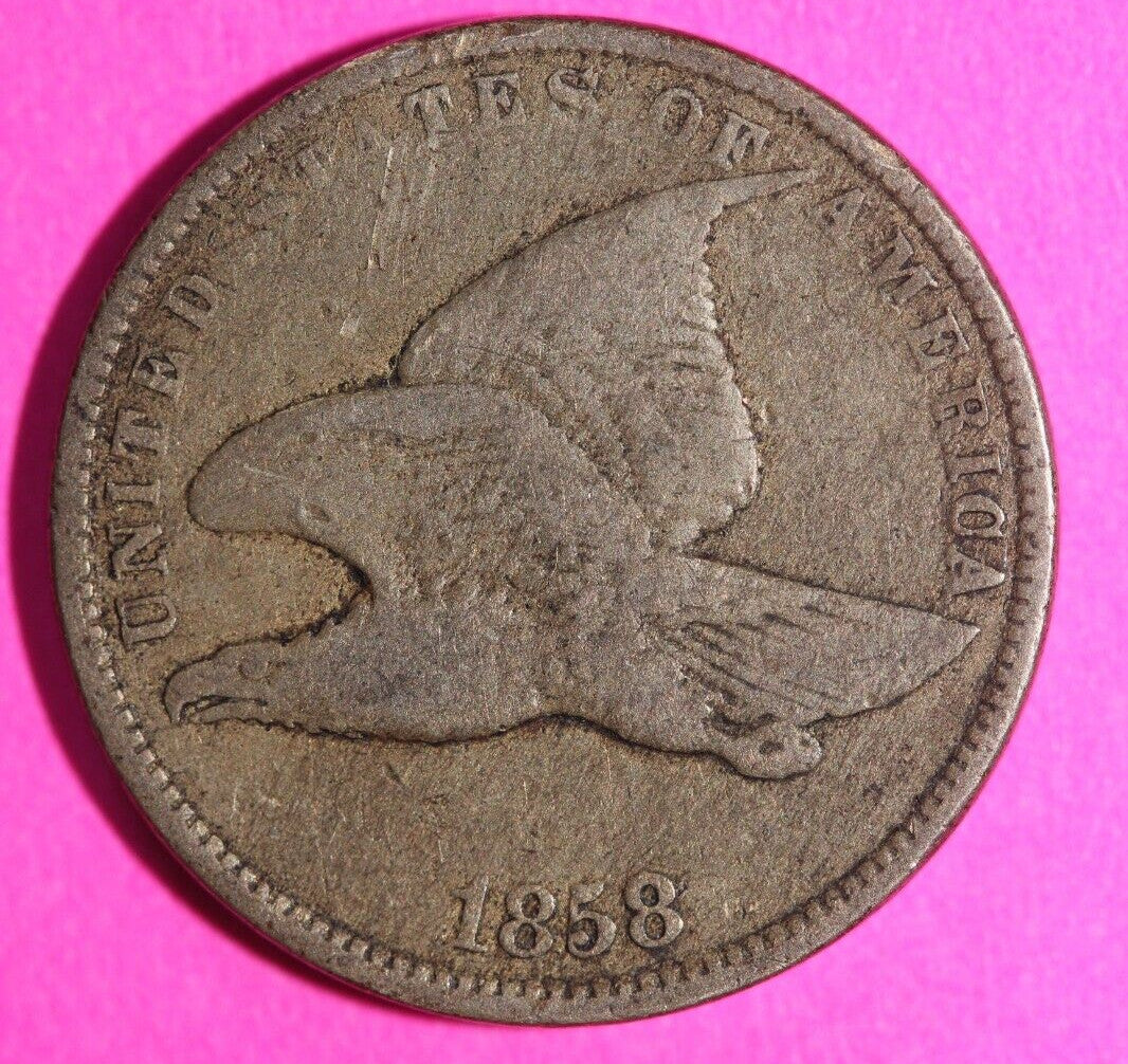 1858 Flying Eagle Cent Penny Exact Scarce Early Type Exact Coin as Pictured 59
