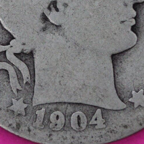 1904 O Barber Liberty Silver Quarter Scarce Semi Key Date New Orleans Mint 81