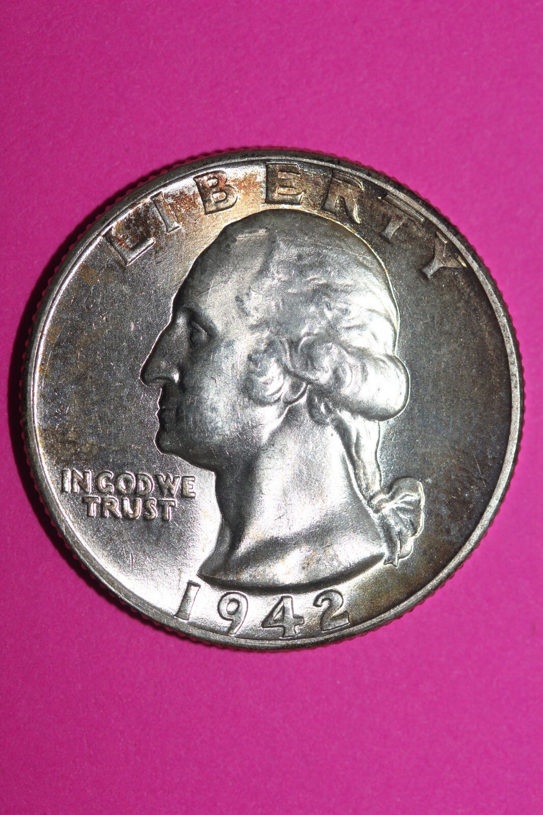 Toned 1942 D George Washington Silver Quarter Coin Guaranteed Authentic 1053